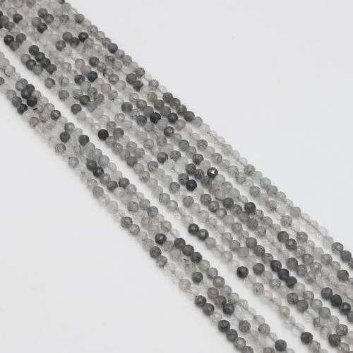 Natural Quartz Jewelry Beads, Black Rutilated Quartz, Round, DIY & different size for choice & faceted, Sold By Strand