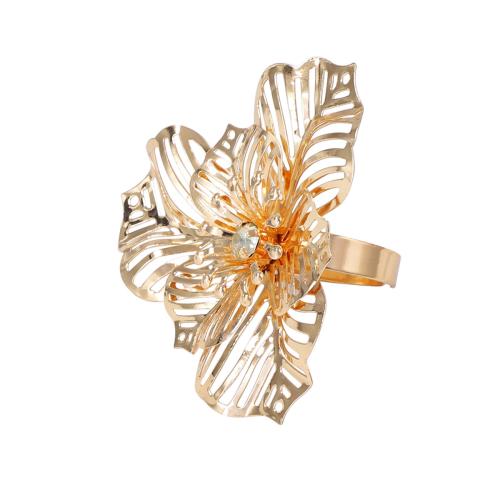 Anillos, fundición, chapado en color dorado, Joyería & ajustable & para mujer & con diamantes de imitación, Vendido por UD