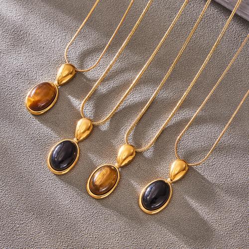 Stainless Steel Jewelry Necklace, with Gemstone, plated, fashion jewelry & snake chain & for woman, more colors for choice, Sold Per Approx 40.15 Inch Strand