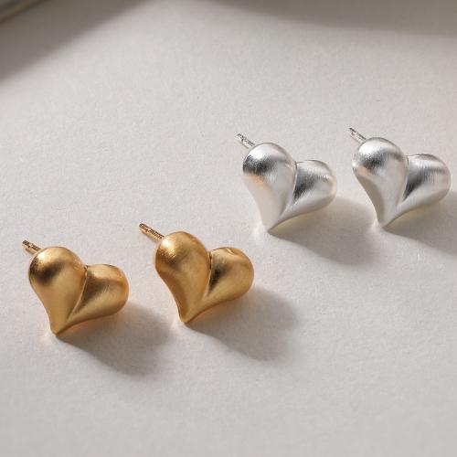 Messing Ohrstecker, Herz, plattiert, Modeschmuck & für Frau, keine, frei von Nickel, Blei & Kadmium, 12x10mm, verkauft von Paar