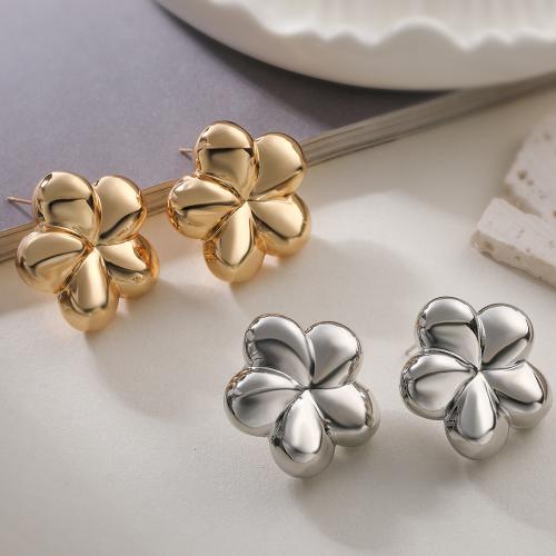 Brass Stud Earring, Flower, plated, fashion jewelry & for woman, more colors for choice, nickel, lead & cadmium free, 30x32mm, Sold By Pair