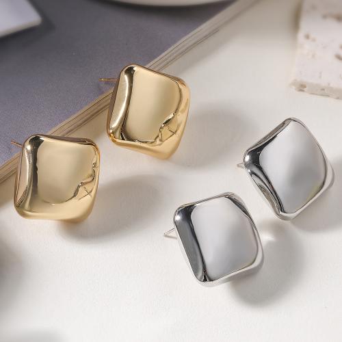 Brass Stud Earring, Square, plated, fashion jewelry & for woman, more colors for choice, nickel, lead & cadmium free, 33x33mm, Sold By Pair