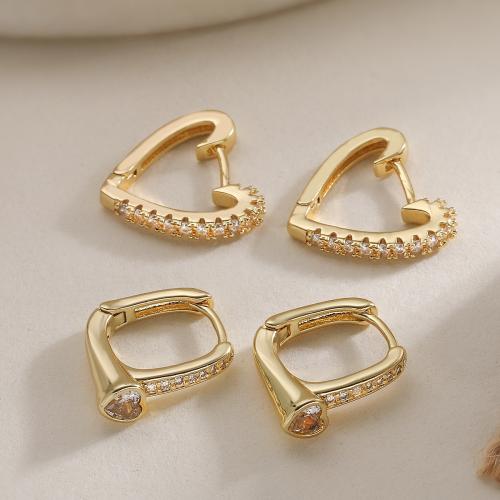 Boucles d'oreilles en laiton zircon cubique pavent, Placage, bijoux de mode & styles différents pour le choix & pavé de micro zircon & pour femme, plus de couleurs à choisir, protéger l'environnement, sans nickel, plomb et cadmium, Vendu par paire