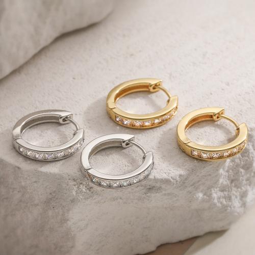 Boucles d'oreilles en laiton zircon cubique pavent, Placage, bijoux de mode & pavé de micro zircon & pour femme, plus de couleurs à choisir, protéger l'environnement, sans nickel, plomb et cadmium, 3x16mm, Vendu par paire