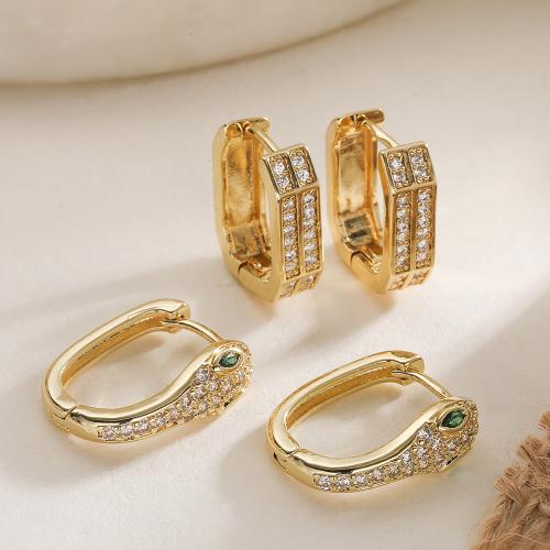 Boucles d'oreilles en laiton zircon cubique pavent, Placage, bijoux de mode & styles différents pour le choix & pavé de micro zircon & pour femme, plus de couleurs à choisir, protéger l'environnement, sans nickel, plomb et cadmium, Vendu par paire