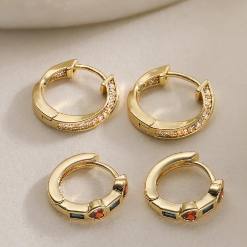 Messing Huggie Hoop Ohrringe, plattiert, Modeschmuck & verschiedene Stile für Wahl & Micro pave Zirkonia & für Frau, keine, frei von Nickel, Blei & Kadmium, verkauft von Paar