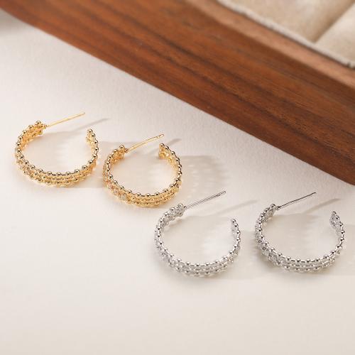 Boucles d'oreilles en laiton zircon cubique pavent, Placage, bijoux de mode & pavé de micro zircon & pour femme, plus de couleurs à choisir, protéger l'environnement, sans nickel, plomb et cadmium, 4x22mm, Vendu par paire