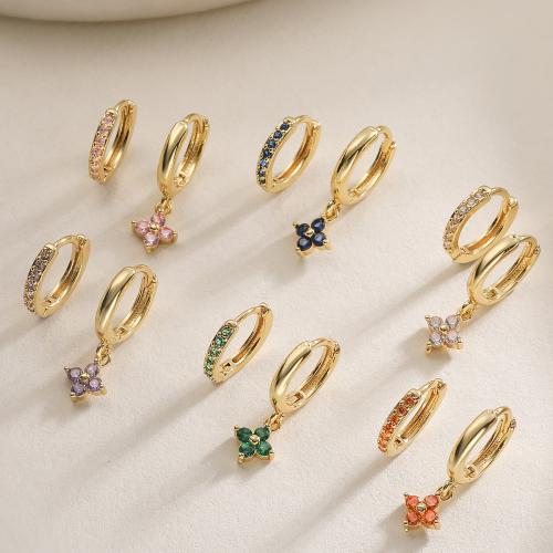 Cúbicos Circonia Pendiente Latón Micro pavimenta, metal, chapado, Joyería & micro arcilla de zirconia cúbica & para mujer, más colores para la opción, libre de níquel, plomo & cadmio, Vendido por Par