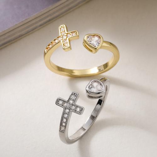 Kubische Zro2-Micro Pave Messingring, Messing, plattiert, Modeschmuck & einstellbar & Micro pave Zirkonia & für Frau, keine, frei von Nickel, Blei & Kadmium, verkauft von PC