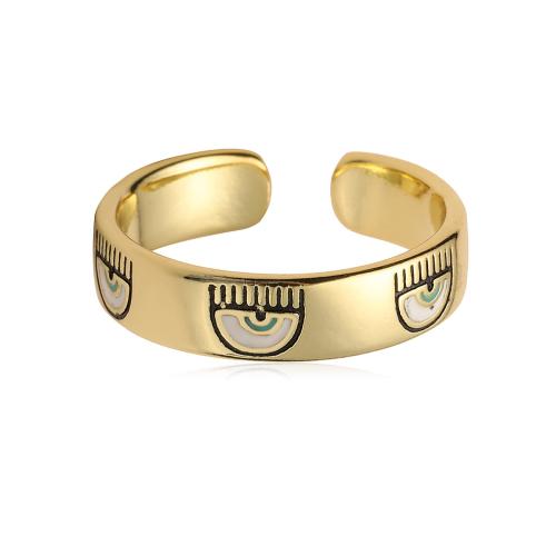 Anillo de dedo de latón, metal, chapado en oro real, Joyería & ajustable & para mujer & esmalte, libre de níquel, plomo & cadmio, 5mm, Vendido por UD