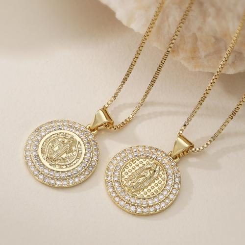 Collier en laiton cubique Zircon Micro Pave, Placage, bijoux de mode & réglable & pavé de micro zircon & pour femme, plus de couleurs à choisir, protéger l'environnement, sans nickel, plomb et cadmium, 18x24mm, Vendu par Environ 45 cm brin