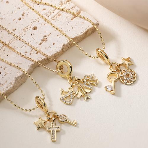 Cubic Zircon Micro Pave Brass Necklace, plated, fashion jewelry & adjustable & different styles for choice & micro pave cubic zirconia & for woman, more colors for choice, nickel, lead & cadmium free, Sold Per Approx 45 cm Strand