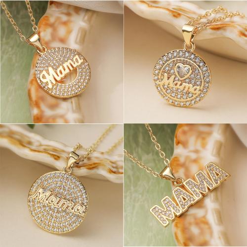 Cubic Zircon Micro Pave Brass Necklace, real gold plated, fashion jewelry & adjustable & different styles for choice & micro pave cubic zirconia & for woman, more colors for choice, nickel, lead & cadmium free, Sold Per Approx 45 cm Strand
