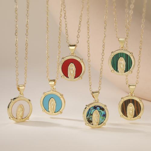 Ожерелья из латуни, Латунь, плакированный настоящим золотом, ювелирные изделия моды & регулируемый & разные стили для выбора & Женский, Много цветов для выбора, не содержит никель, свинец, 16x21mm, Продан через Приблизительно 45 см Strand