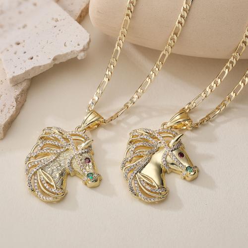 KubikZircon Mikro pflastern Messinghalsketten, Messing, vergoldet, Modeschmuck & einstellbar & verschiedene Stile für Wahl & Micro pave Zirkonia & für Frau, keine, frei von Nickel, Blei & Kadmium, 33x44mm, verkauft per ca. 45 cm Strang