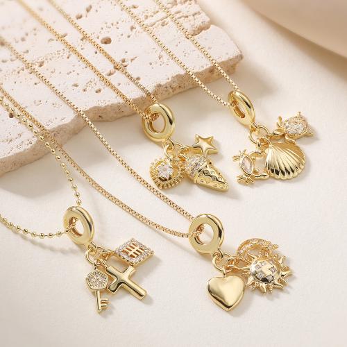 KubikZircon Mikro pflastern Messinghalsketten, Messing, vergoldet, Modeschmuck & einstellbar & verschiedene Stile für Wahl & Micro pave Zirkonia & für Frau, keine, frei von Nickel, Blei & Kadmium, verkauft per ca. 45 cm Strang