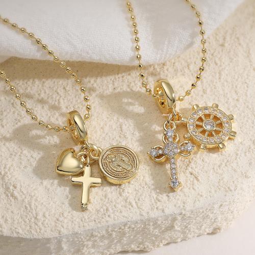 KubikZircon Mikro pflastern Messinghalsketten, Messing, vergoldet, Modeschmuck & einstellbar & verschiedene Stile für Wahl & Micro pave Zirkonia & für Frau, keine, frei von Nickel, Blei & Kadmium, verkauft per ca. 45 cm Strang