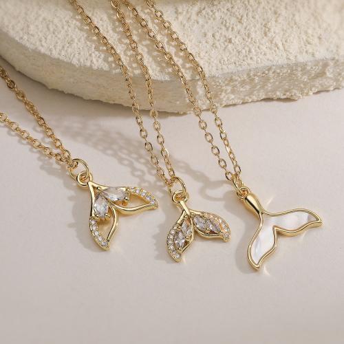 Cubic Zircon Micro Pave Brass Necklace, with White Shell, real gold plated, fashion jewelry & adjustable & different styles for choice & micro pave cubic zirconia & for woman, more colors for choice, nickel, lead & cadmium free, Sold Per Approx 45 cm Strand