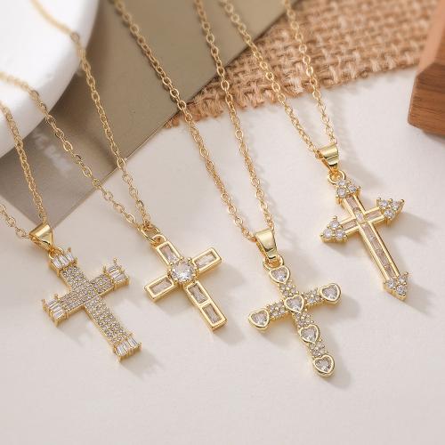 Cubic Zircon Micro Pave Brass Necklace, real gold plated, fashion jewelry & adjustable & different styles for choice & micro pave cubic zirconia & for woman, more colors for choice, nickel, lead & cadmium free, Sold Per Approx 45 cm Strand