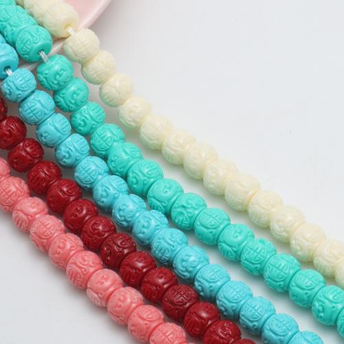 Resin Jewelry Beads, barrel, injection moulding, DIY & dragon vein, more colors for choice, 7x9mm, Approx 55PCs/Strand, Sold By Strand