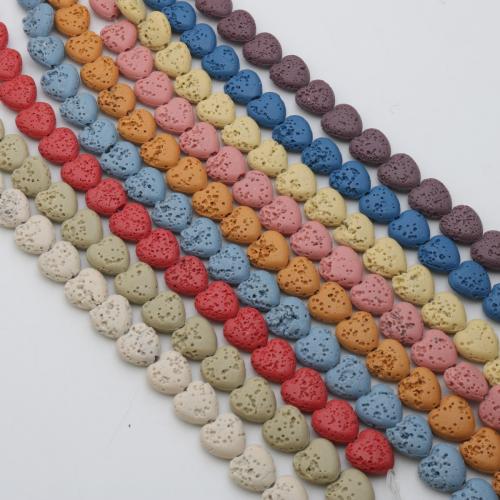 Natural Lava Beads, Heart, polished, DIY, more colors for choice, 12mm, Approx 30PCs/Strand, Sold By Strand