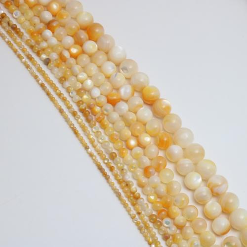 Natürliche gelbe Muschelperlen, rund, poliert, DIY & verschiedene Größen vorhanden, verkauft von Strang