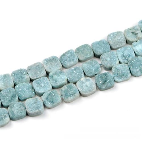 Natural Ice Quartz Agate Beads, Square, DIY, more colors for choice, 14mm, 16PCs/Strand, Sold Per 200 mm Strand