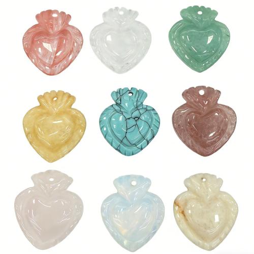 Gemstone Pendants Jewelry, Heart, DIY & different materials for choice, 25x30x8mm, Sold By PC