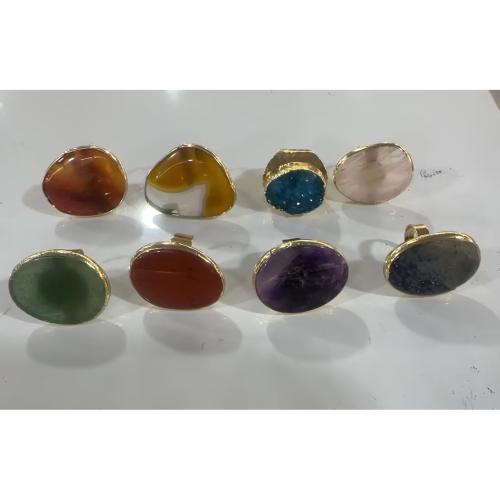 Piedras preciosas anillo, con metal, enviado al azar & unisexo & diferentes estilos para la opción, gemstone size 22*28mm-41*35mm, tamaño:7, Vendido por UD