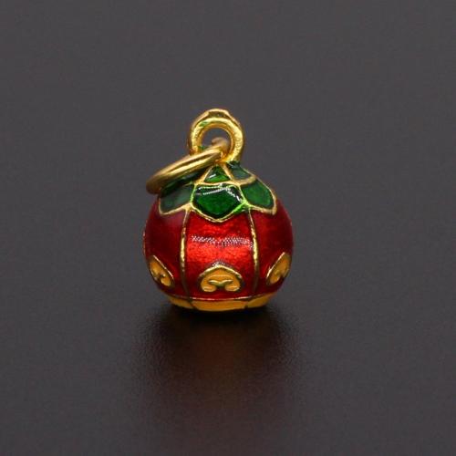 Tibetan Style Enamel Pendants, Fruit, matte gold color plated, DIY, more colors for choice, 13x10mm, Sold By PC