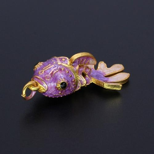 Tibetan Style Enamel Pendants, Fish, matte gold color plated, DIY, more colors for choice, 40x19mm, Sold By PC