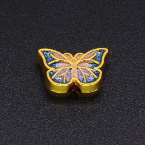 Perles intercalaires en alliage de zinc, papillon, DIY & émail, plus de couleurs à choisir, 14x9mm, Trou:Environ 2mm, Vendu par PC