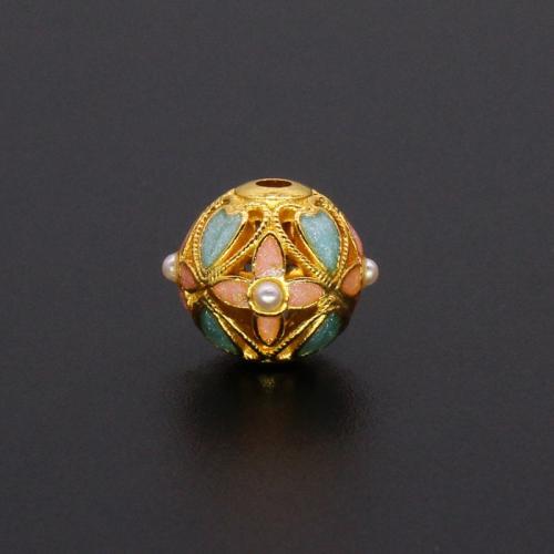 Perles intercalaires en alliage de zinc, avec perle de plastique, Rond, DIY & émail, plus de couleurs à choisir, 10mm, Trou:Environ 2mm, Vendu par PC