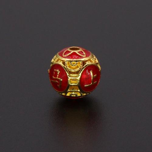 Tibetan Style Spacer Beads, Round, matte gold color plated, DIY & enamel, 10mm, Hole:Approx 1.8mm, Sold By PC