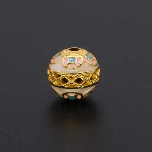Tibetan Style Spacer Beads, Round, matte gold color plated, DIY & enamel, more colors for choice, 10mm, Hole:Approx 2mm, Sold By PC