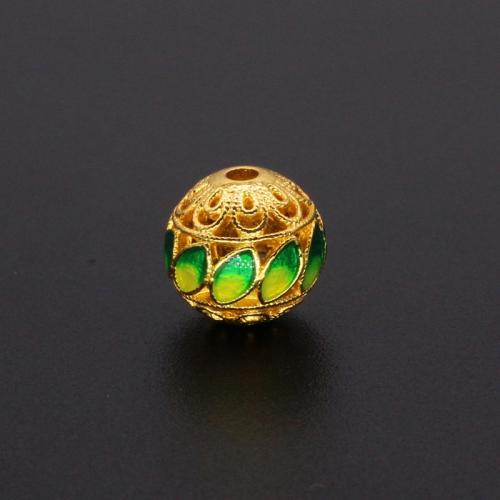 Tibetan Style Spacer Beads, Round, matte gold color plated, DIY & enamel & hollow, more colors for choice, 10mm, Hole:Approx 2mm, Sold By PC