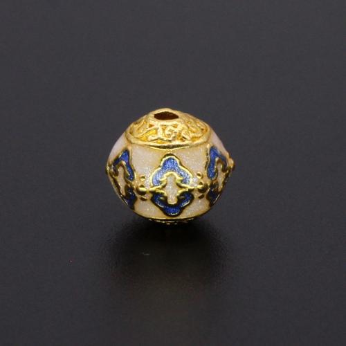 Tibetan Style Spacer Beads, Round, matte gold color plated, DIY & enamel, more colors for choice, 10mm, Hole:Approx 1.8mm, Sold By PC