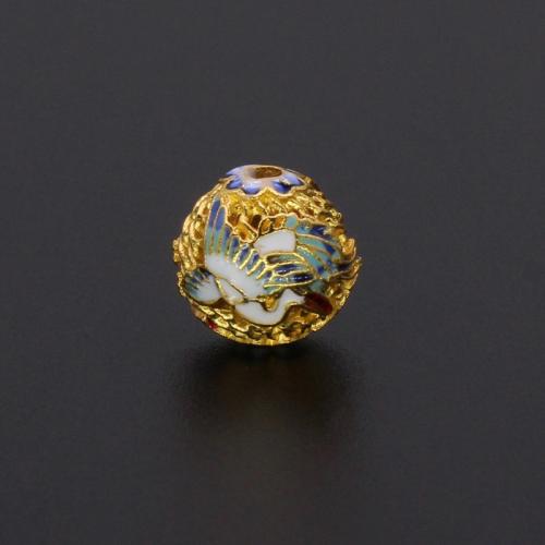 Tibetan Style Spacer Beads, Round, matte gold color plated, DIY & enamel & hollow, 10mm, Hole:Approx 2mm, Sold By PC