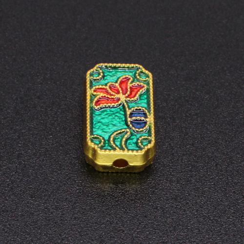 Tibetan Style Spacer Beads, matte gold color plated, DIY & with flower pattern & enamel, 13x7mm, Hole:Approx 1.2mm, Sold By PC