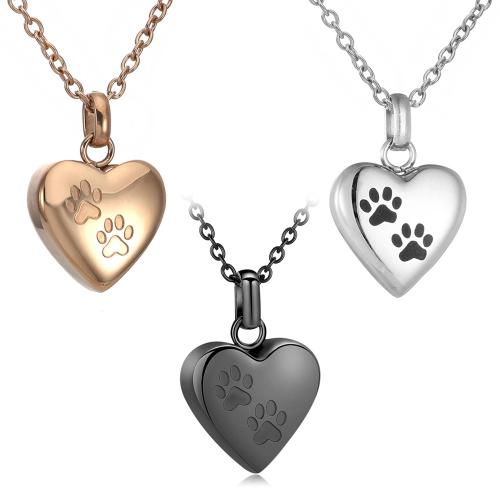 304 Stainless Steel Cinerary Casket Pendant, Heart, plated, DIY, more colors for choice, 19x18mm, Sold By PC