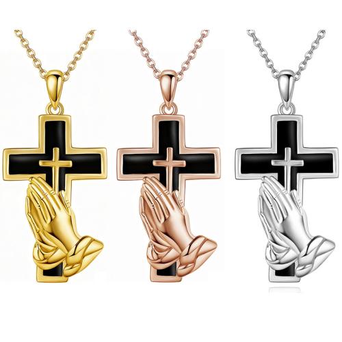 304 Stainless Steel Cinerary Casket Necklace, Cross, plated, fashion jewelry & Unisex & enamel & hollow, more colors for choice, Length:Approx 55 cm, Sold By PC