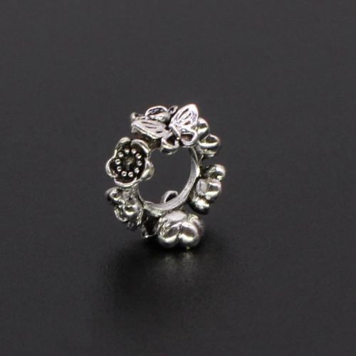 Zinklegierung Anhänger, antik silberfarben plattiert, DIY & mit Blumenmuster, verkauft von PC