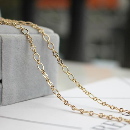 Brass Necklace Chain, 14K gold plated, DIY, Sold By m