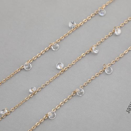 Cadena Decorativa de Metal, chapado en oro de 14 K, Bricolaje & con circonia cúbica, Vendido por m