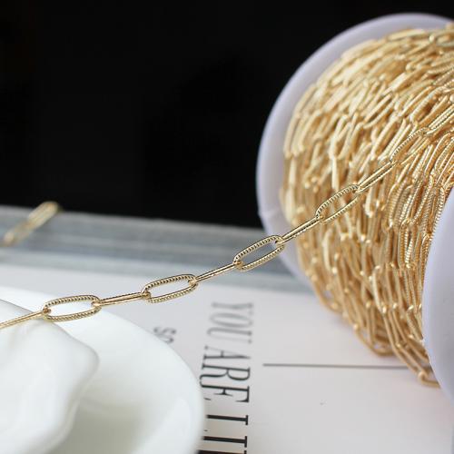 Brass Necklace Chain, 14K gold plated, DIY & rectangle chain, 4.50x11.50mm, Sold By m