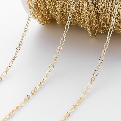 Cadena Figaro de Metal, chapado en oro de 14 K, Bricolaje & cadena oval, 2.50mm, Vendido por m