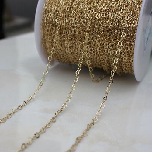Brass Necklace Chain, 14K gold plated, DIY & different size for choice & heart chain, Sold By m