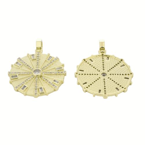 Cubic Zirconia Micro Pave Brass Pendant, gold color plated, DIY & micro pave cubic zirconia, 40x31x2mm, Sold By PC