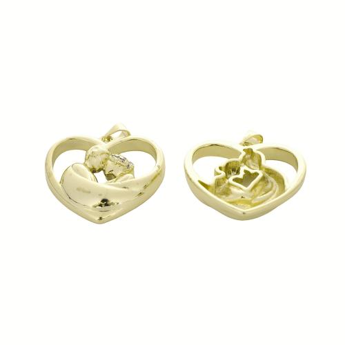 Brass Heart Pendants, gold color plated, DIY & hollow, 30x26x5mm, Sold By PC