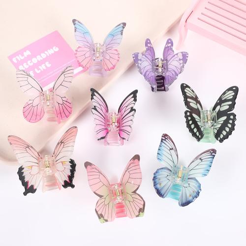 Acrylic Hair Claw Clip, Butterfly, plated, fashion jewelry & for woman, more colors for choice, 80mm, Sold By PC